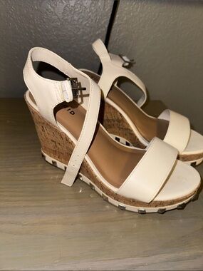torrid Cream Cork Platform Wedge Sandals